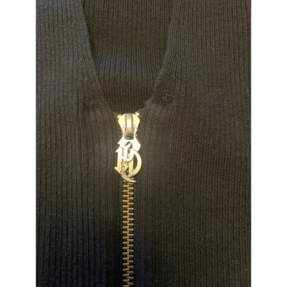 Harley Davidson Vest Women's XL Full Zip Sleeveless Sweater V Neck Black - Picture 6 of 16